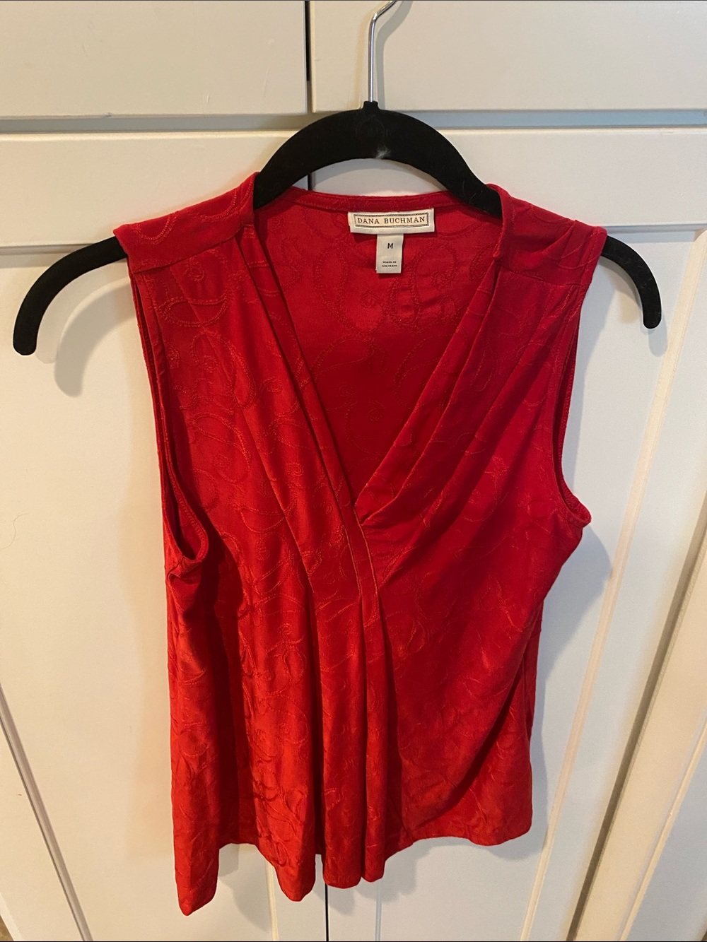 Dana Buchman Red Sleeveless Faux-Wrap Shell Top